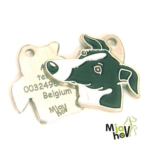 ID-brikker-whippet-svarthvit-gravert.jpg personlige ID-brikker MjavHov - graverte, online